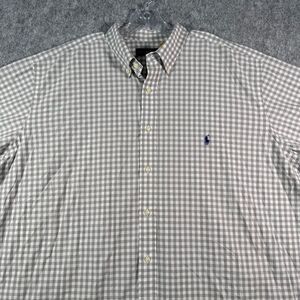Polo Ralph Lauren Shirt Mens 3XB Gray Gingham Check Performance Office Casual